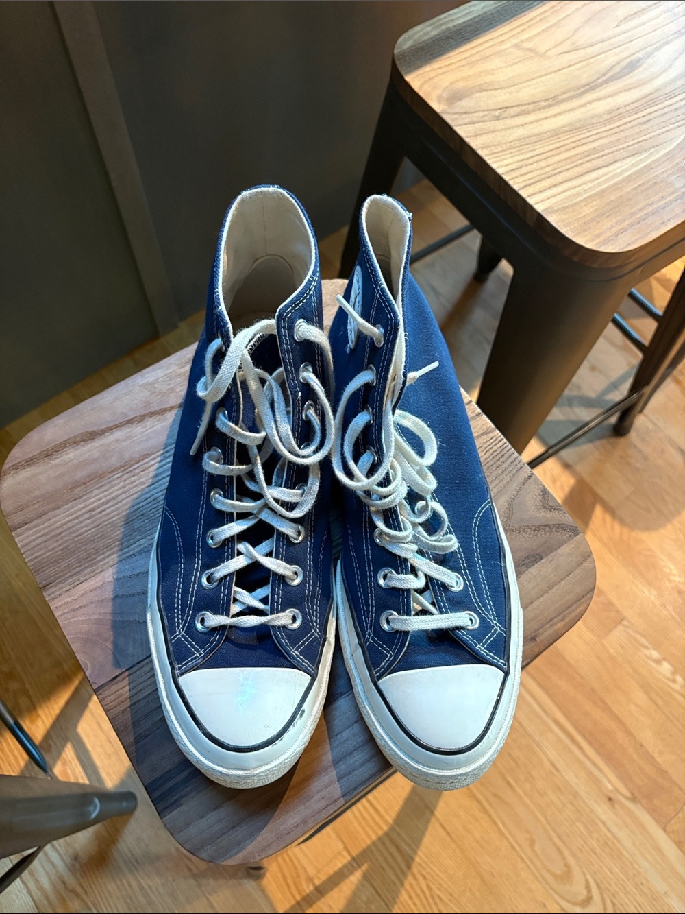 Converse All Stars Casual High-Top Canvas Sneakers in Navy and White